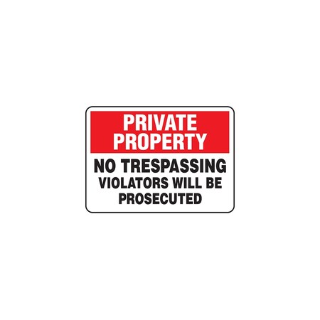 Panduit SAFETY SIGN, 7.00" X 10.00", PRV PROP NO TRESPASSING,  PVS0710B7033